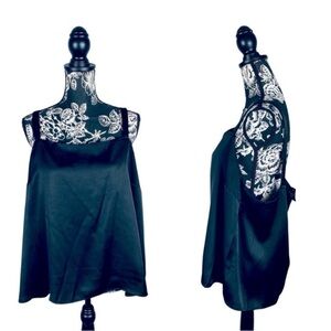 NWT Express pitch black satin thick strap loose fit top size XL